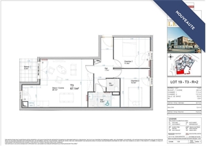 t3 à la vente -   93290  TREMBLAY EN FRANCE, surface 67 m2 vente t3 - UBI472897136